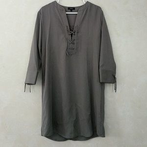 Theory Jillitah Sage Lace Up Dress Long Sleeve